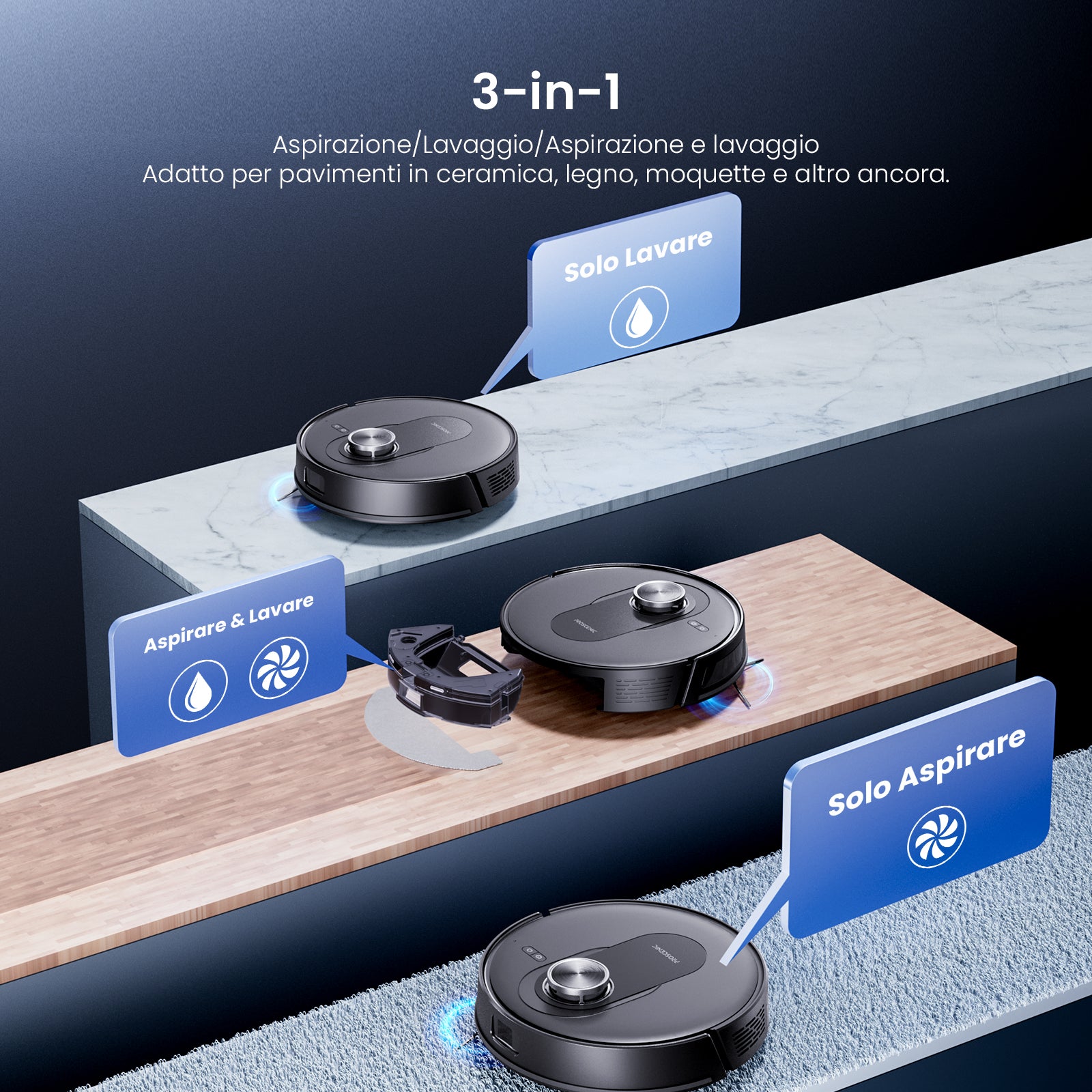 Proscenic Q8 Max+ Robot 2-in-1: Aspirazione 8000Pa e LiDAR
