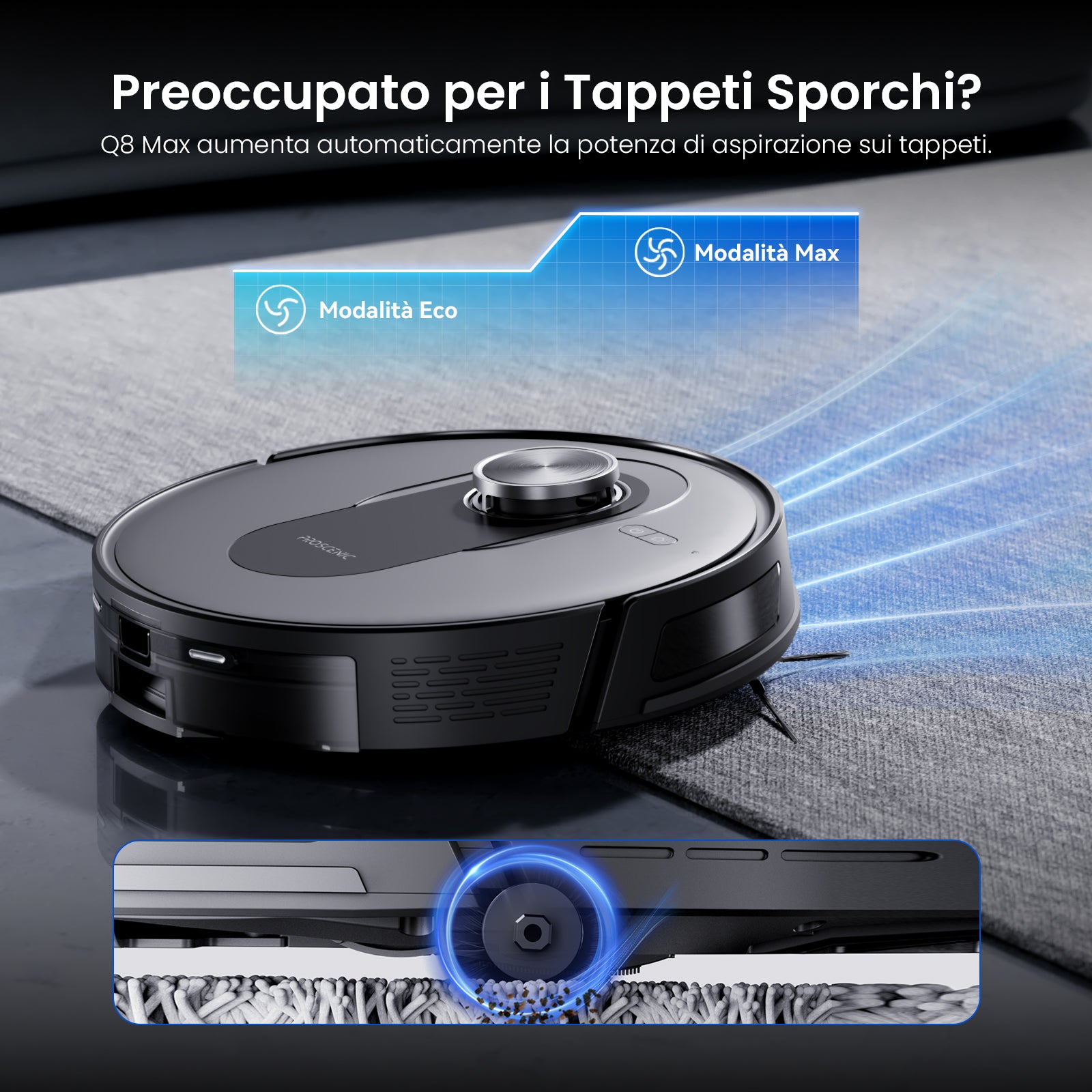Proscenic Q8 Max+ Robot 2-in-1: Aspirazione 8000Pa e LiDAR