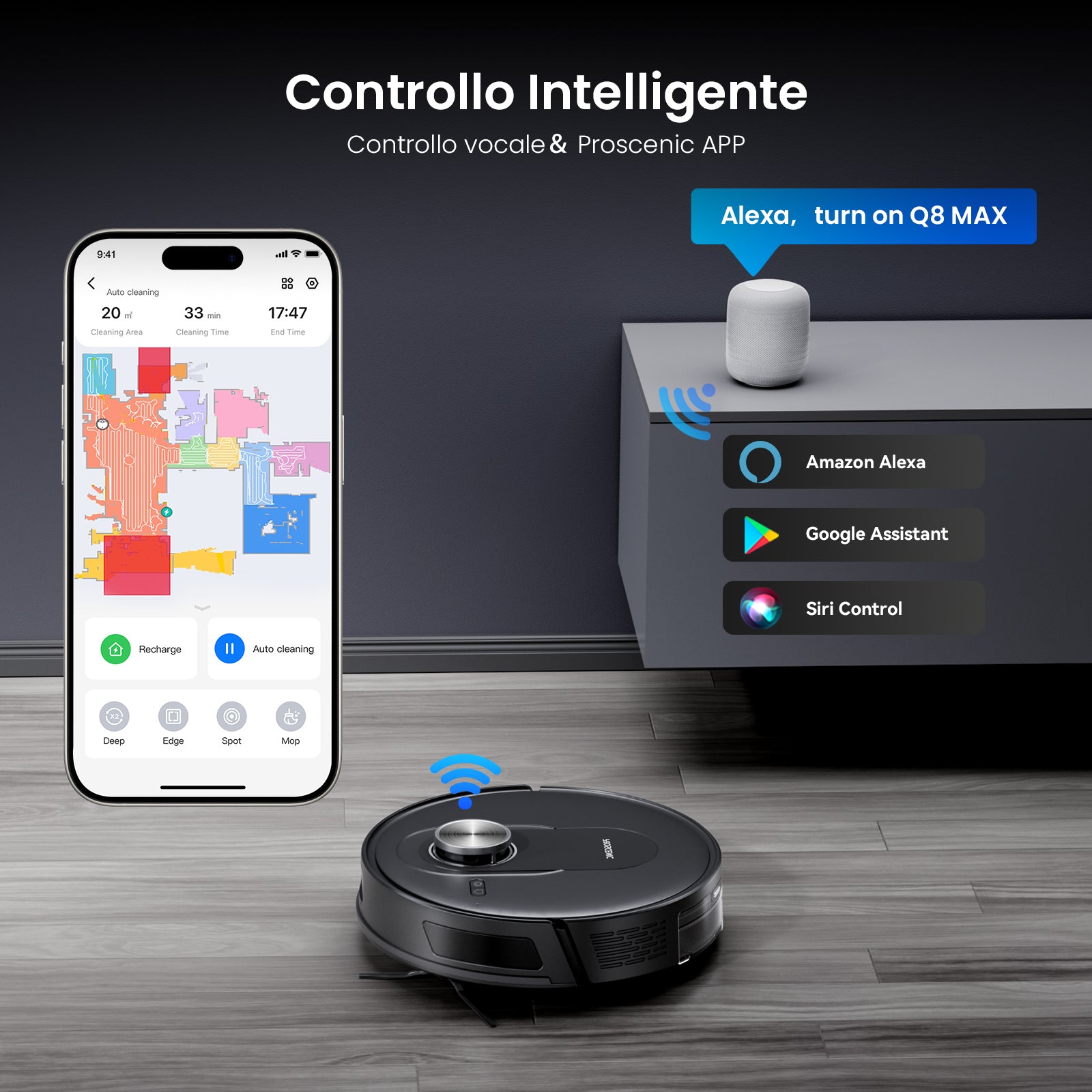 Proscenic Q8 Max+ Robot 2-in-1: Aspirazione 8000Pa e LiDAR